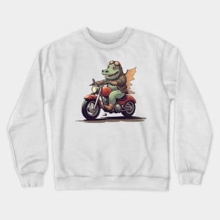 Dino Biker Retro Motorcycle Crewneck Sweatshirt